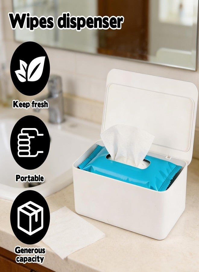 FMOACEN 2 Pack Wipes Dispenser Compatible with Cottonelle Flushable, Refillable Wipe Holder with Sealing Lid, Keeps Wipes Clean and Fresh, Non-Slip Wipe Container White Storage Box for Home Car Office - Image 3